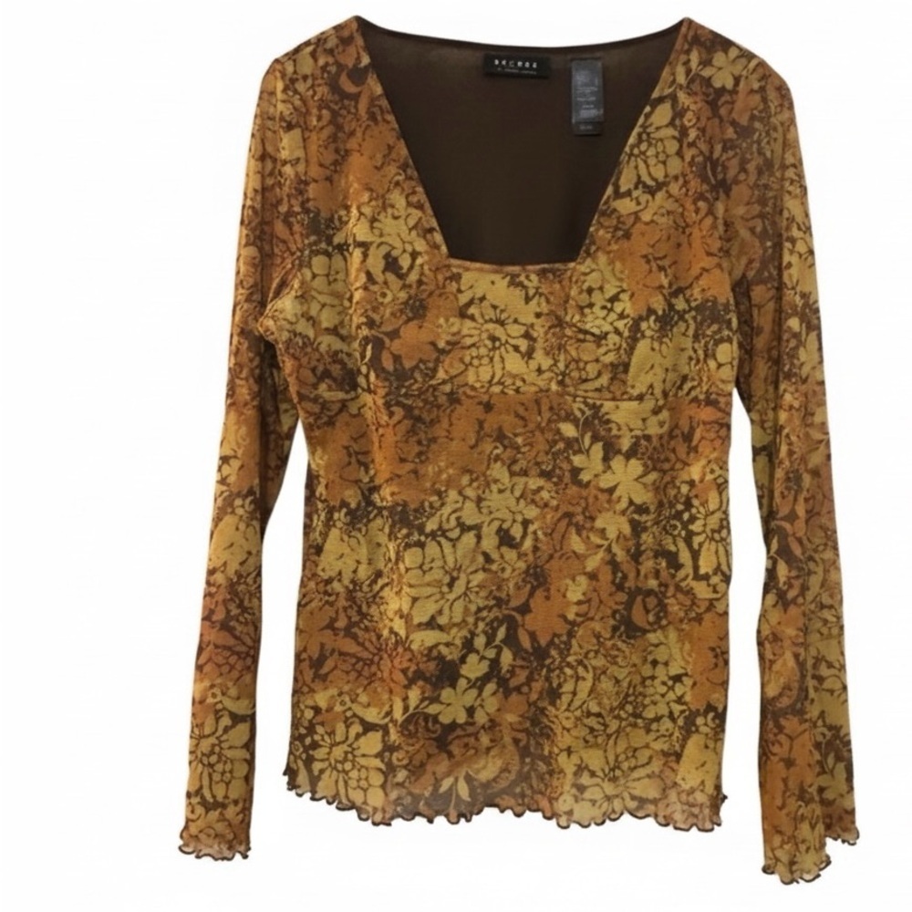 Axcess Sheer Floral Mesh Top| Y2K - Picture 2 of 6